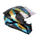 SMK Typhoon Full Face Helmet with Dual Visor, Black, Blue & Gold Design                                          